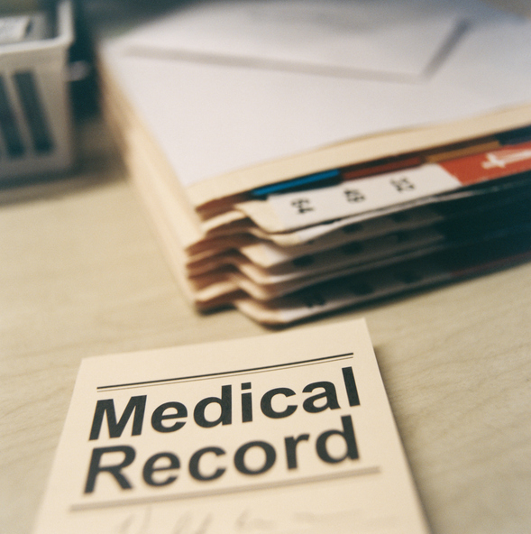 Photo shows medical records