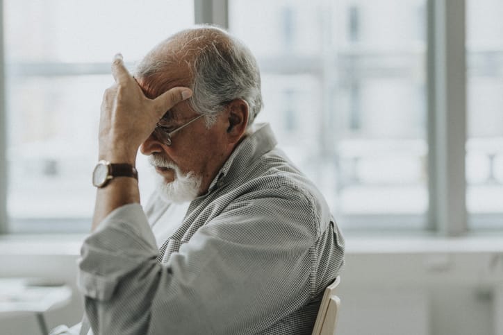 Photo shows stressed man