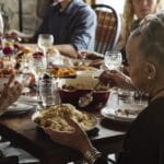 Seniors at a holiday meal with family