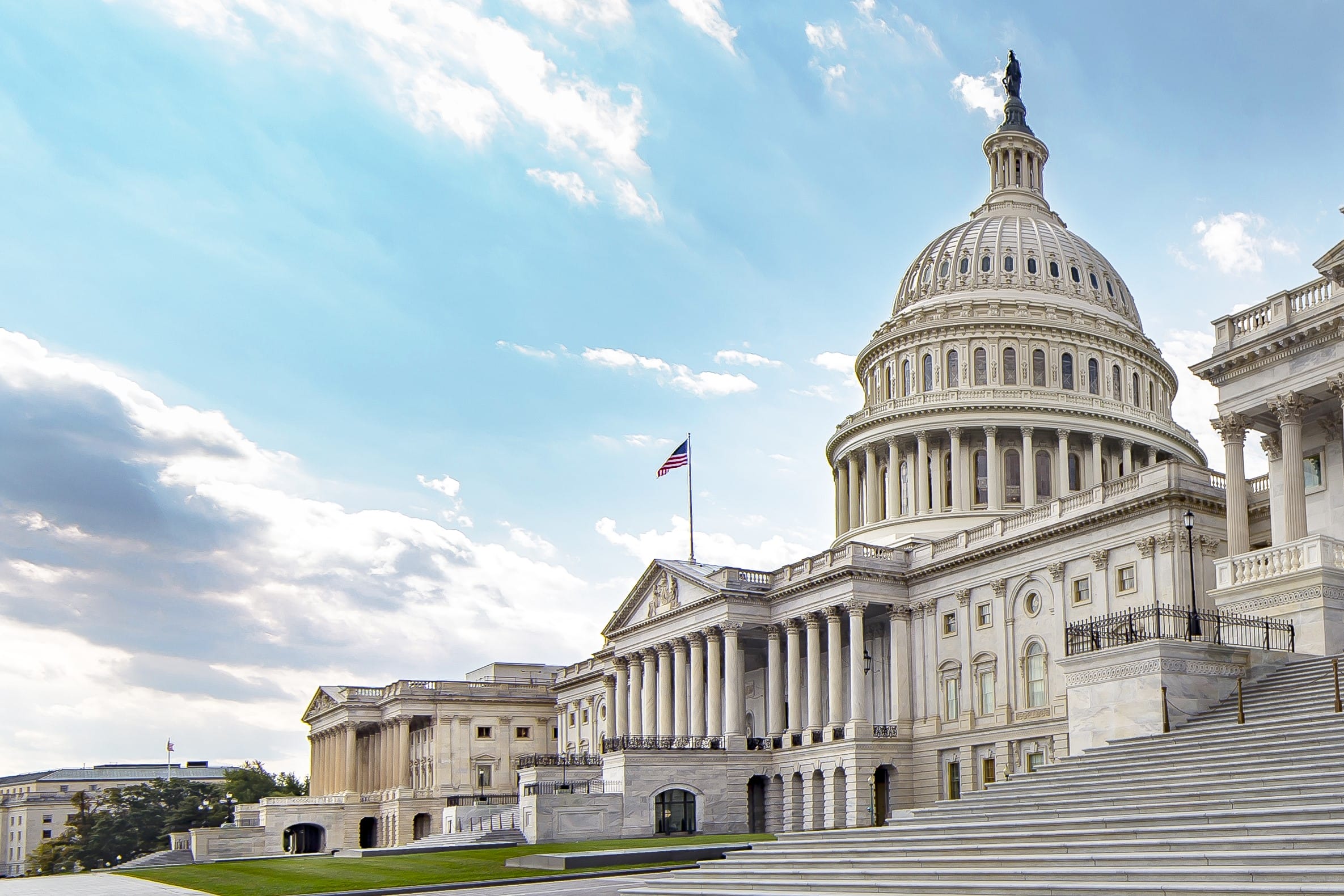 Angled view of US Capitol Building