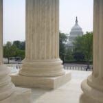 Washington DC columns of the Supreme Court at top of steps