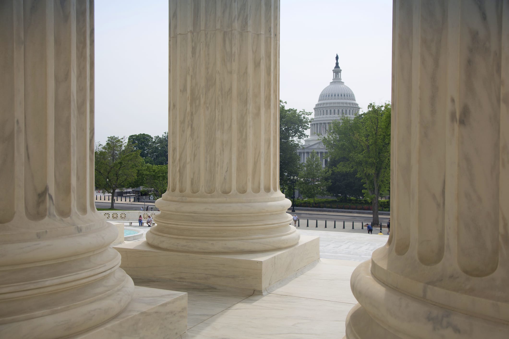 Washington DC columns of the Supreme Court at top of steps