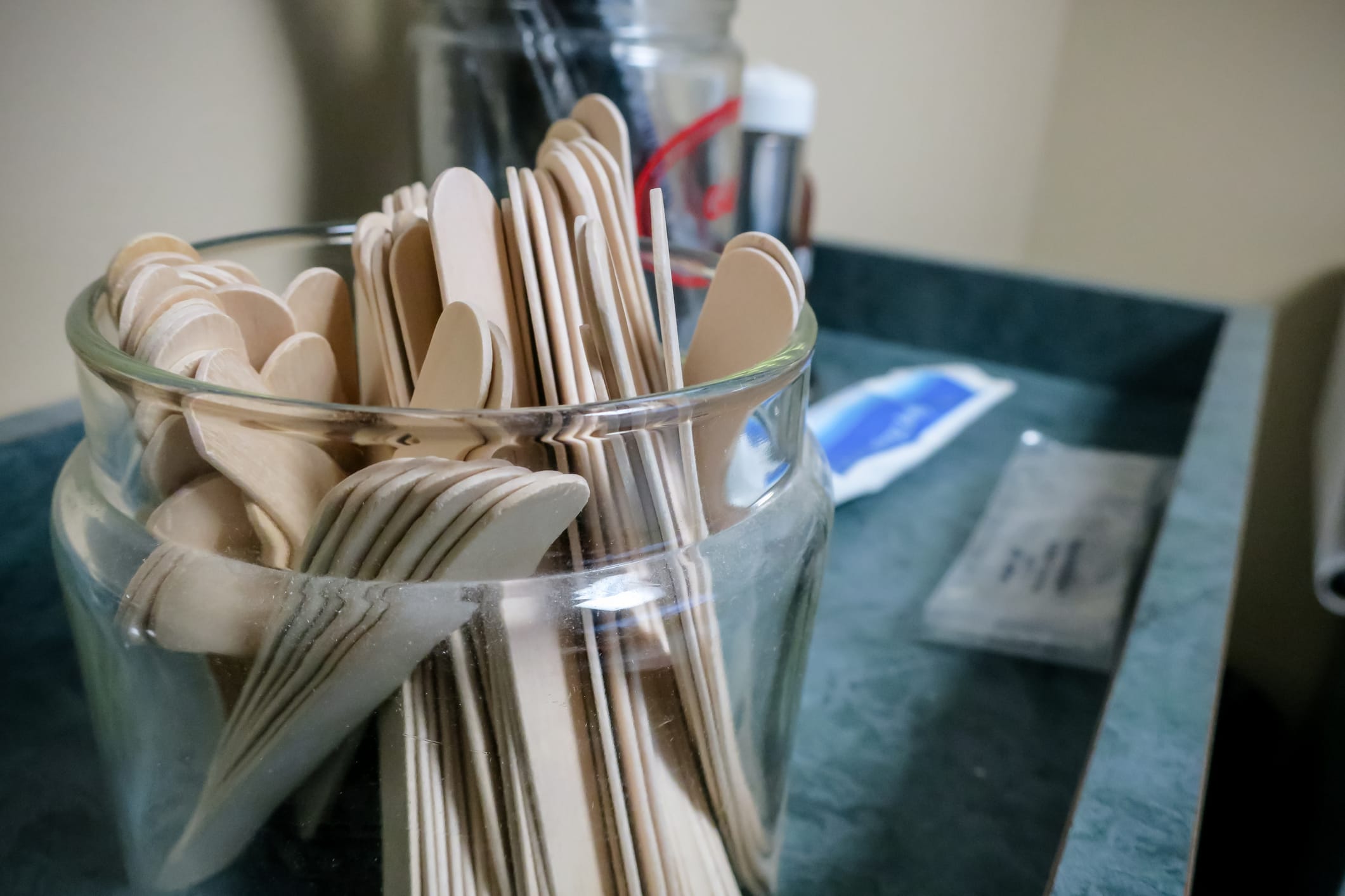 Jar of tongue depressors in a doctors office